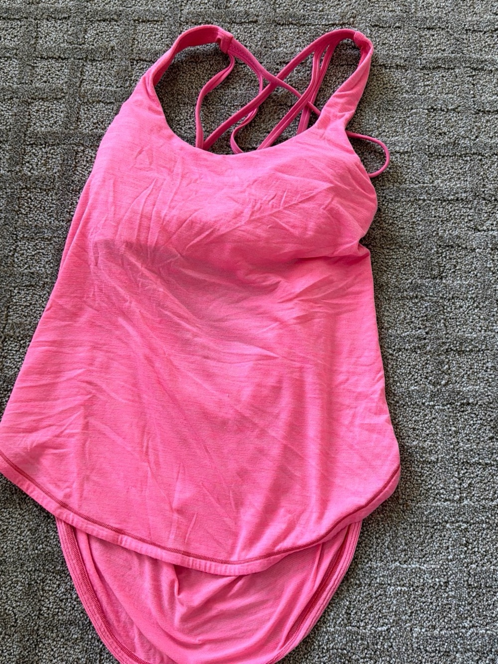 Pink Lululemon workout tank top with Crossback Straps